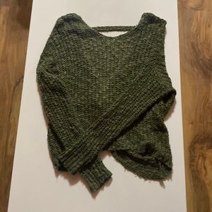 Green open back sweater